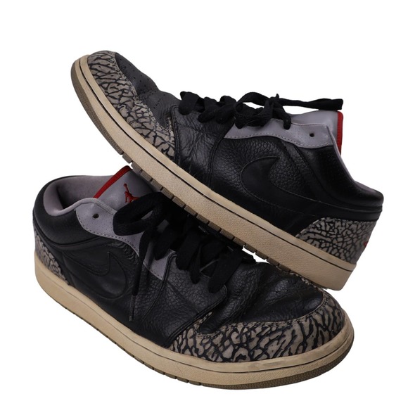 Vintage 2008 Nike Jordan Phat Low Black Cement Sneakers